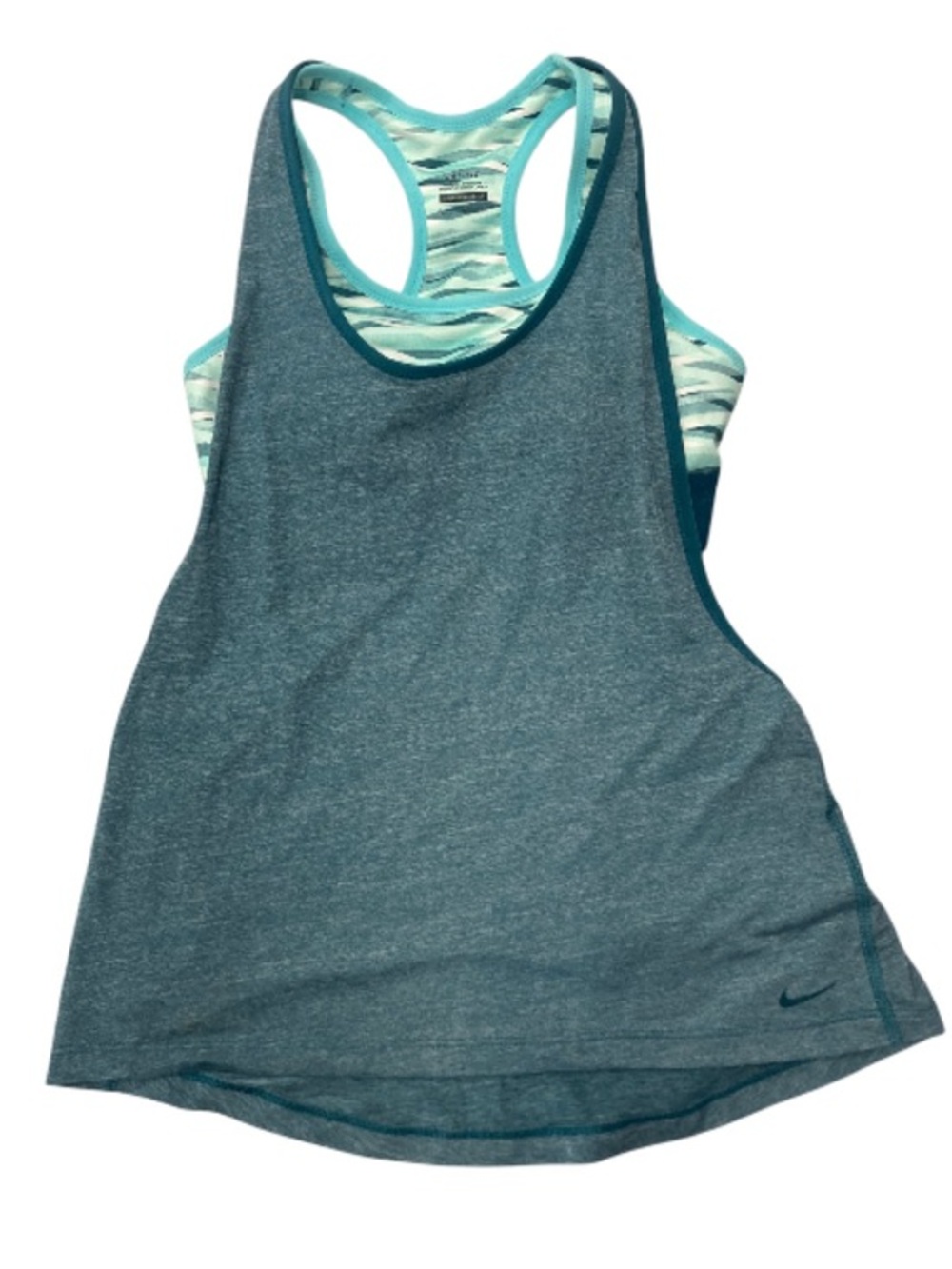 Nike Teal and Mint Dri-FIT tank top with attached Sports Bra embroidered logo